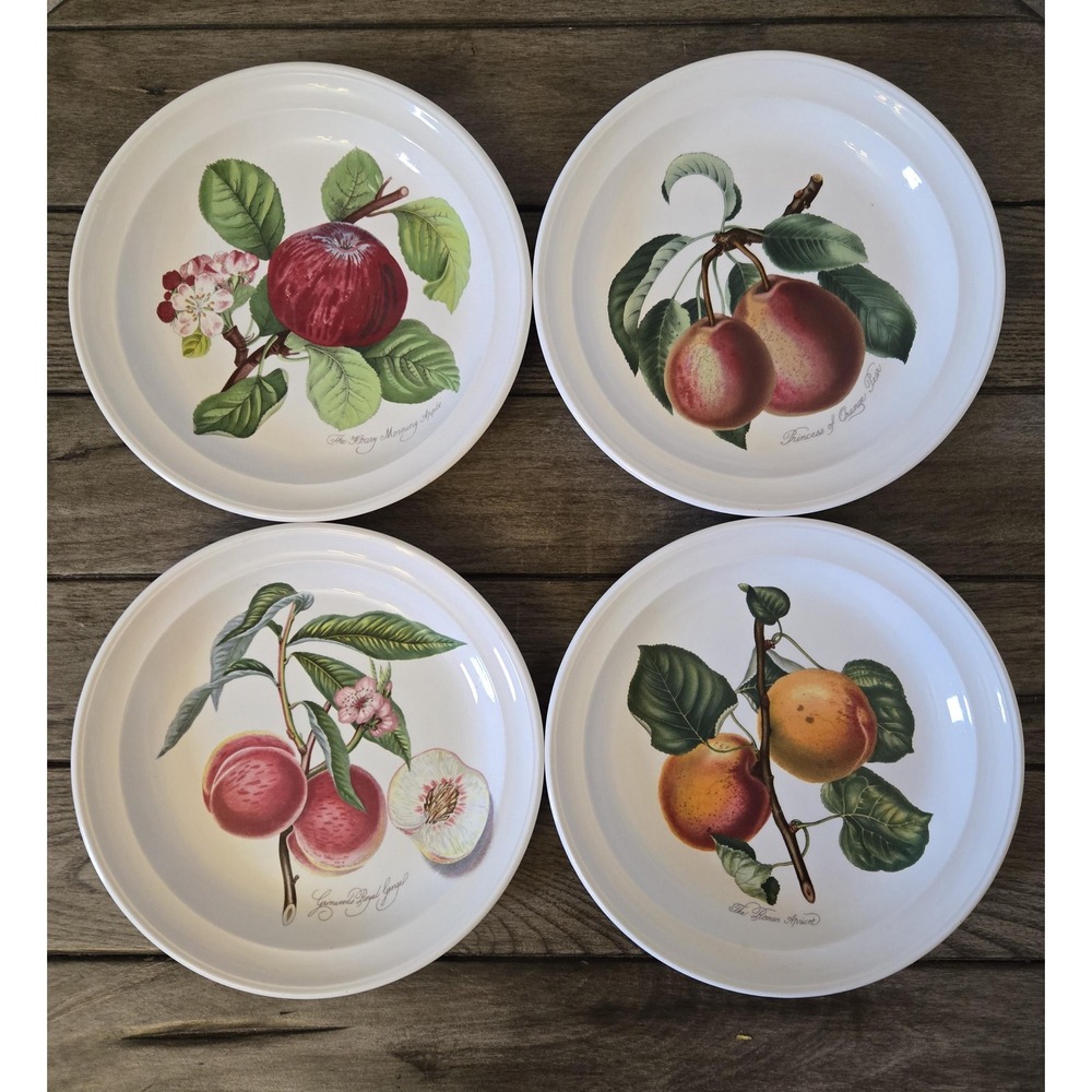 Set of 4 Vintage Portmeirion England Pomona Plates 7.35" Apricot Apple Pear